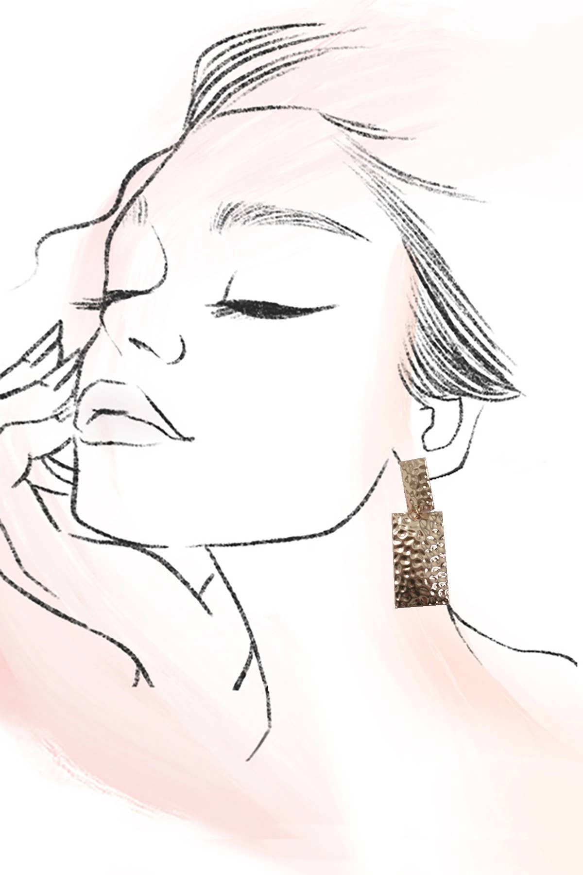 Hammered Rectangle Drop Earrings
