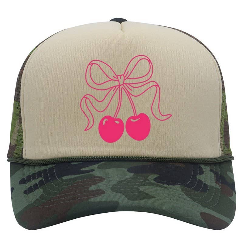 Bow Cherry Camo Trucker Hat