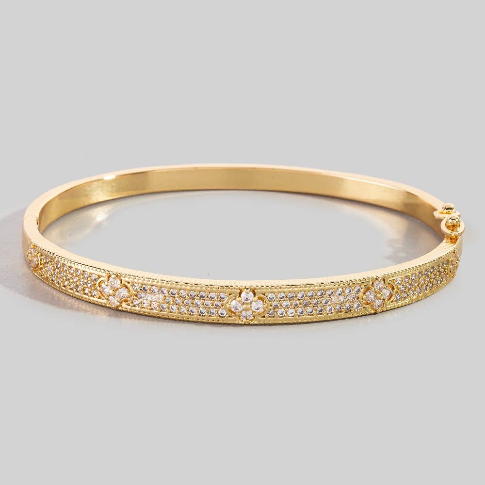 Pave Clover Bangle Bracelet