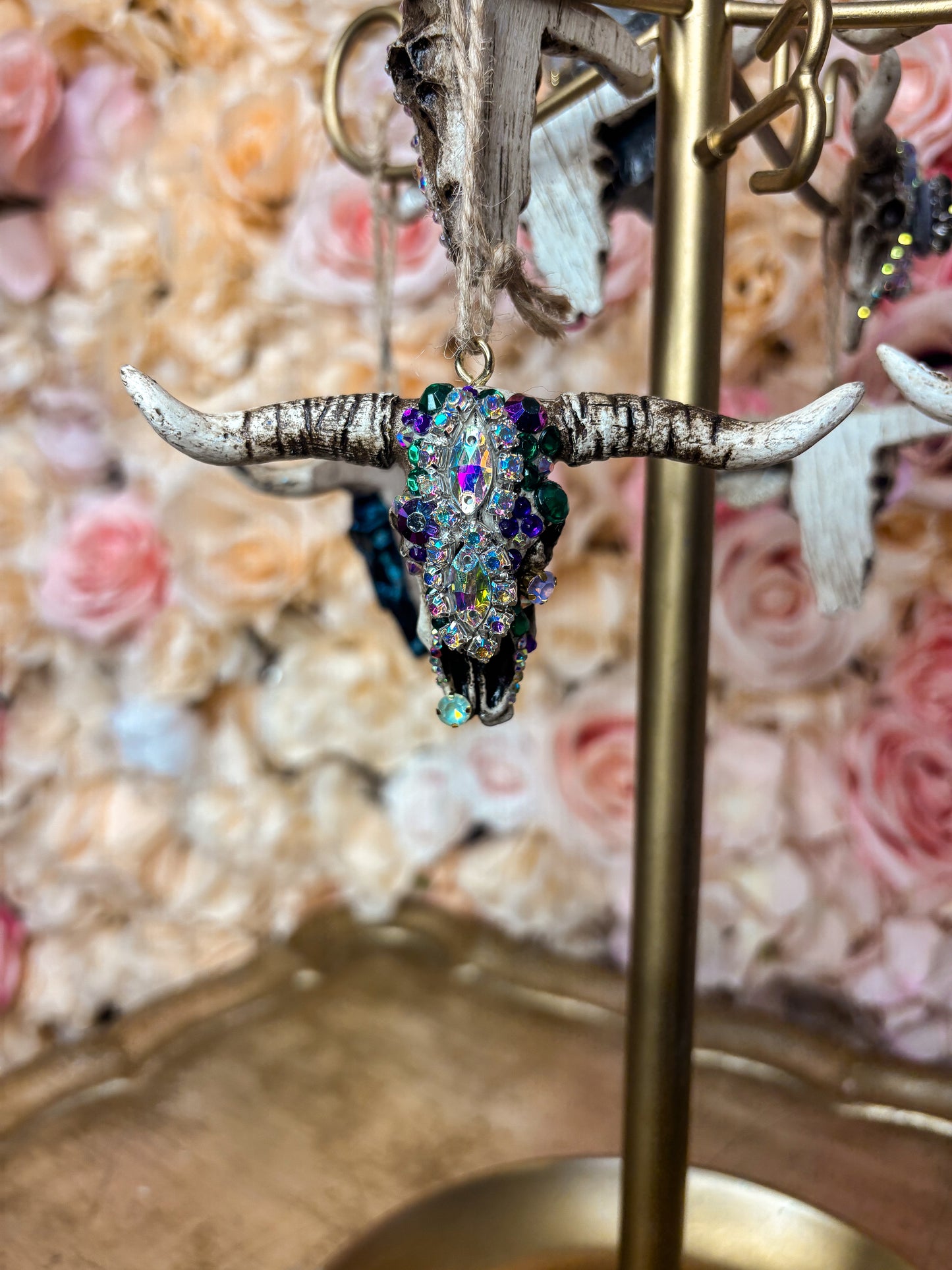 Emerald Dust Mini Cow Skull