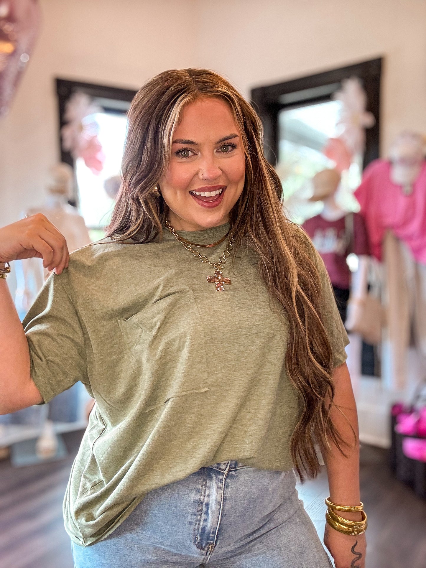 Oversized Front Pocket Boyfriend Tee