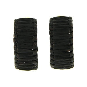 Straw Hoop Earring Black