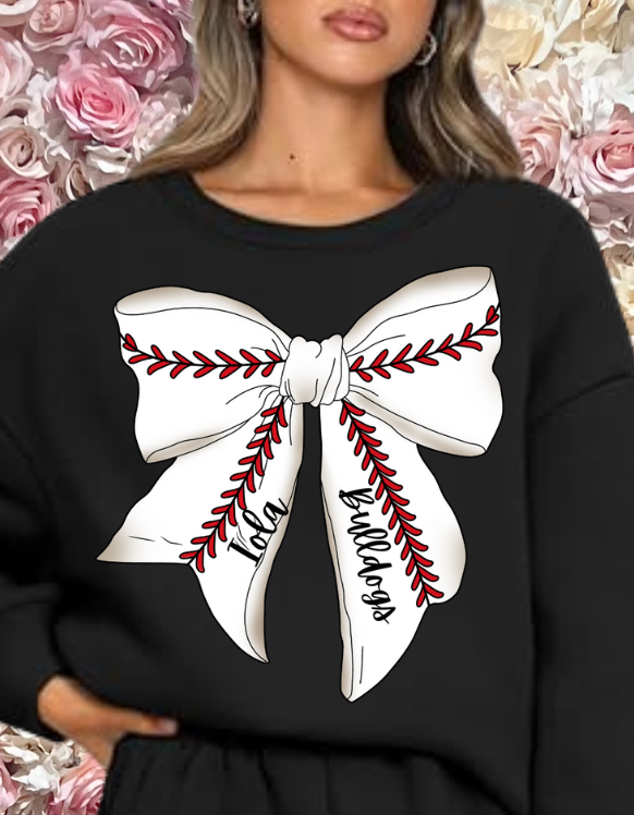 Iola Bulldogs Baseball Bow Sweatshirt