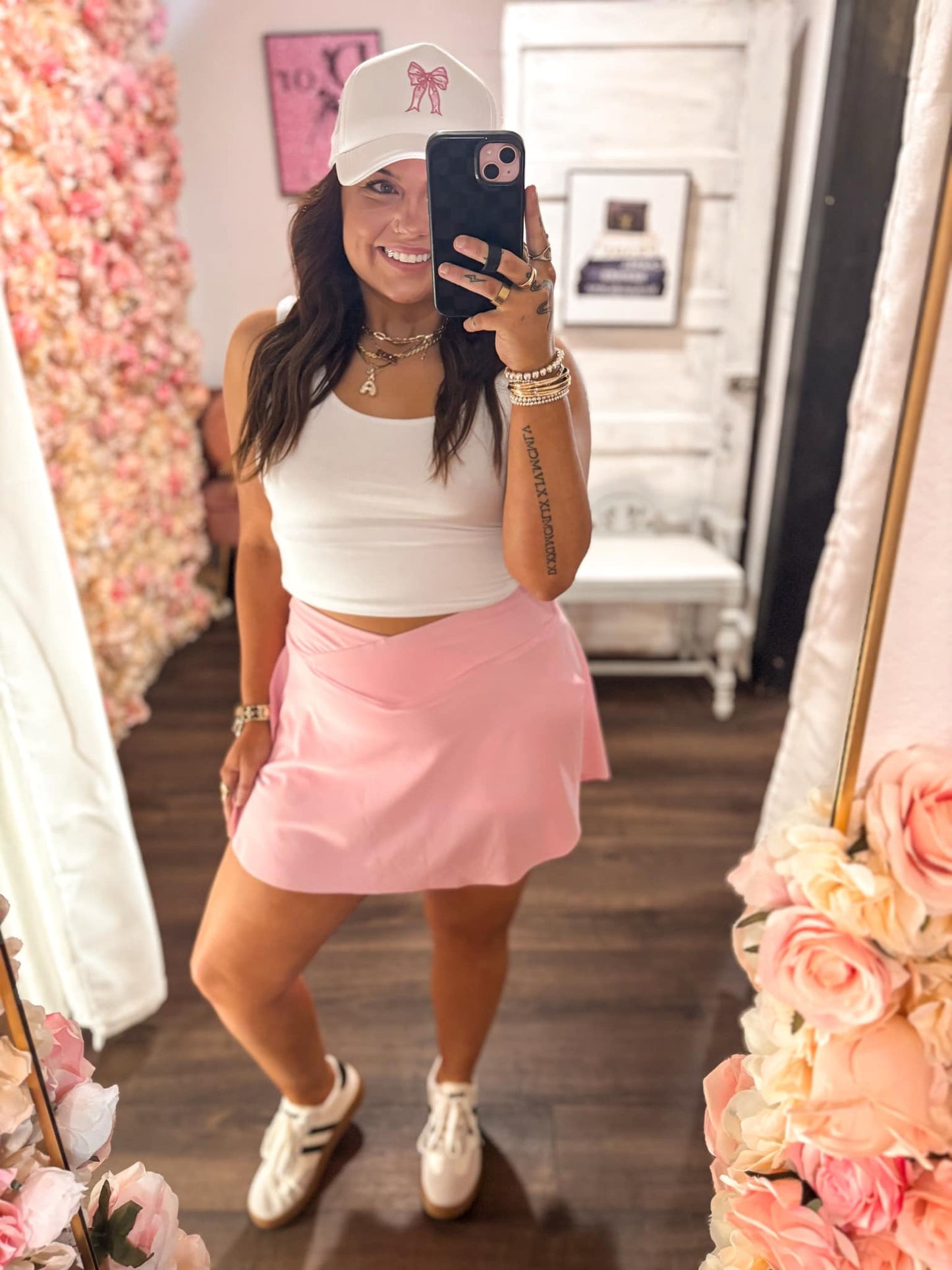 Solid Pocketed Crossover High Waist Skort