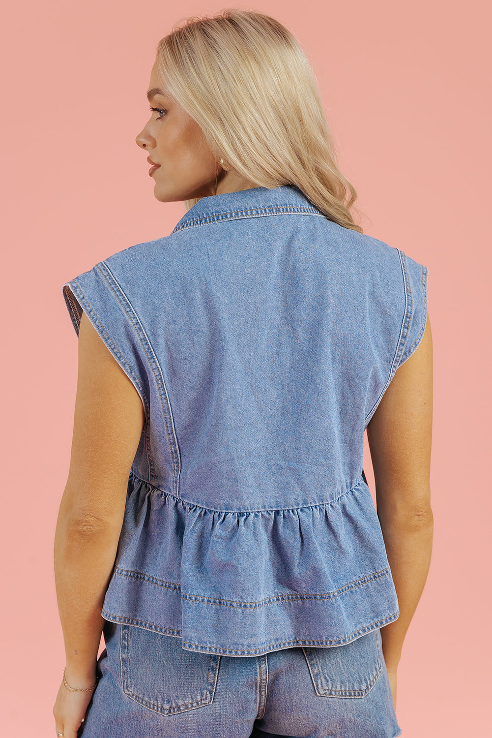 Dusk Blue Denim Babydoll Top