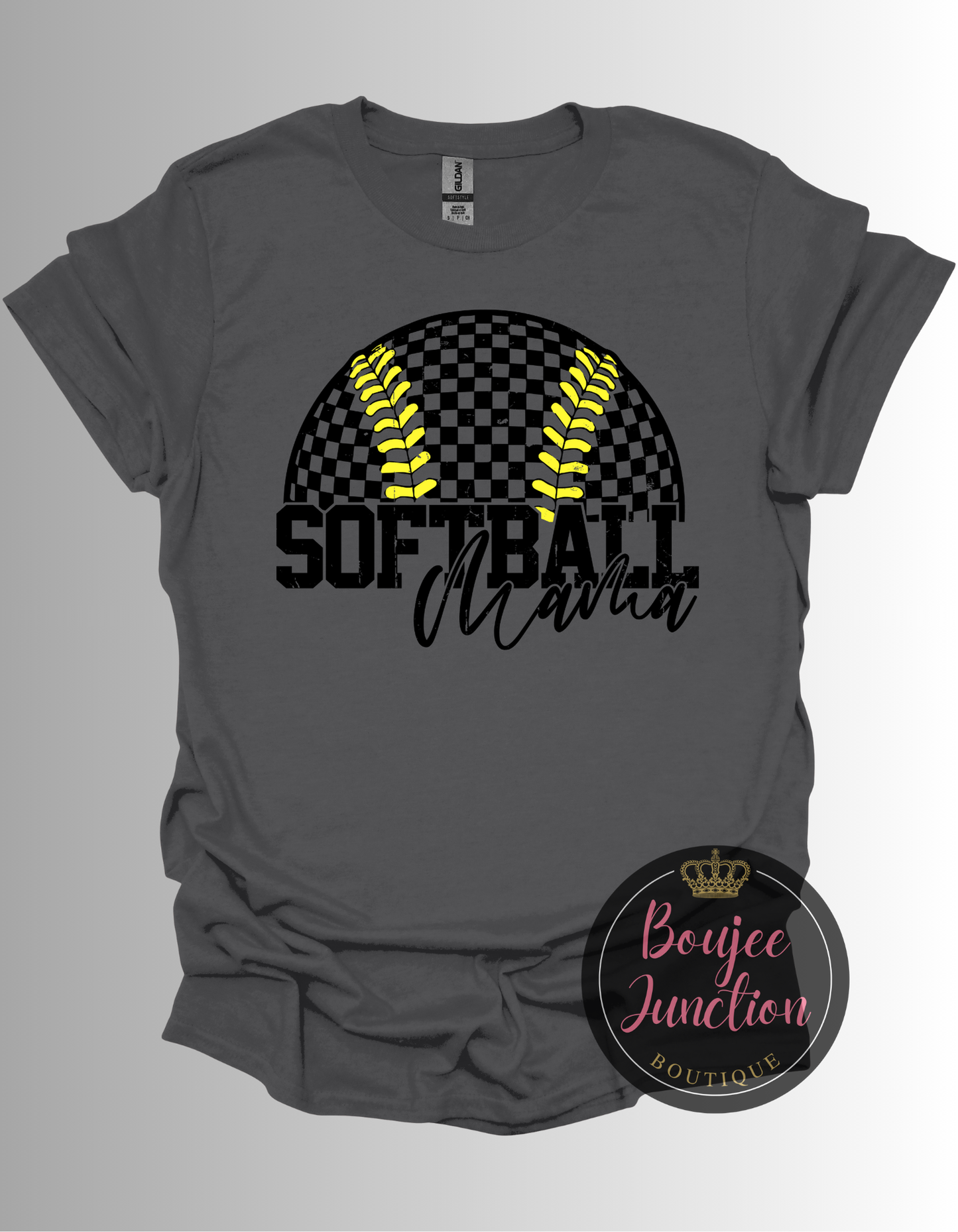 Retro Checkered Softball Mama Transfer