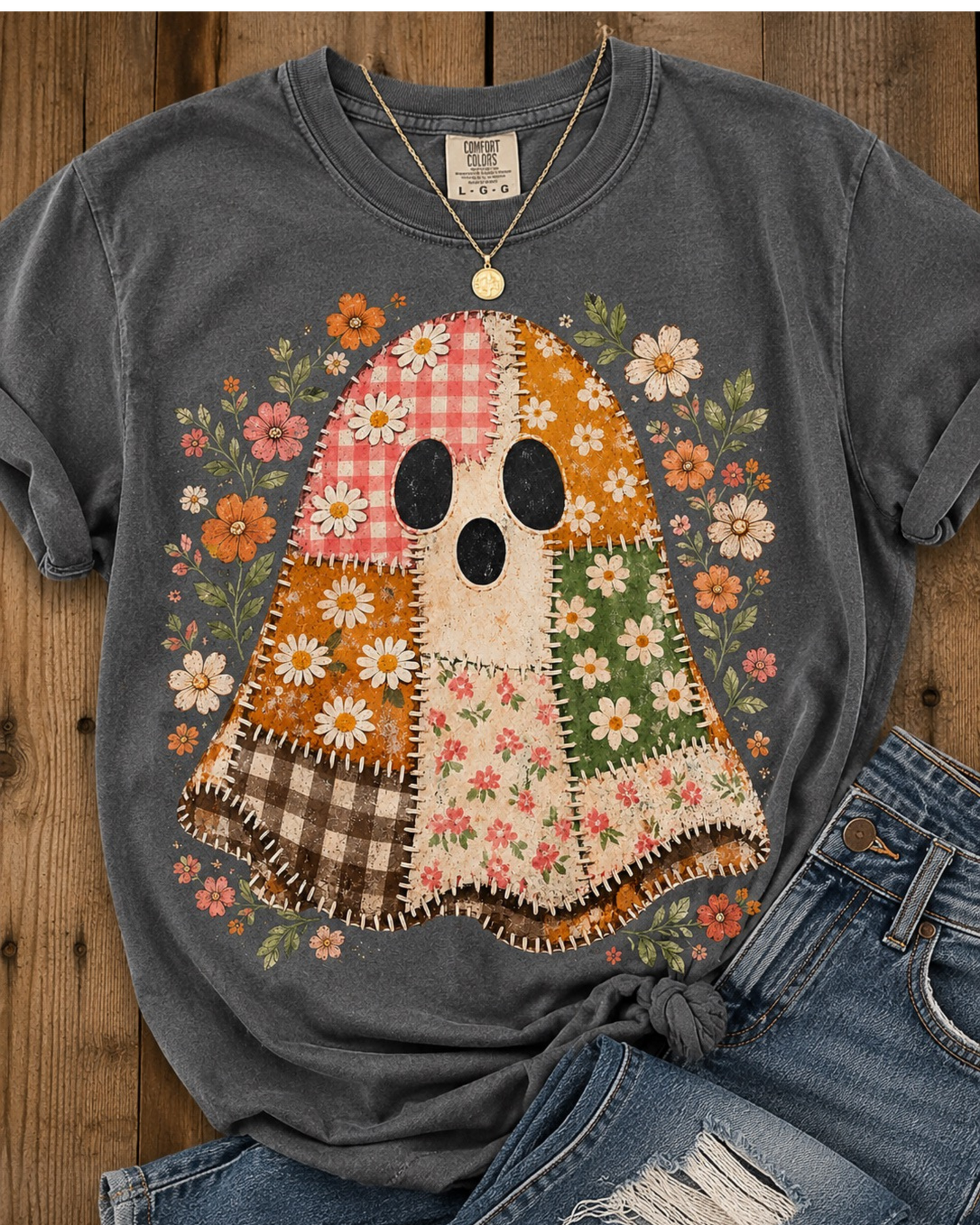 Patchwork Flower Ghost Tee