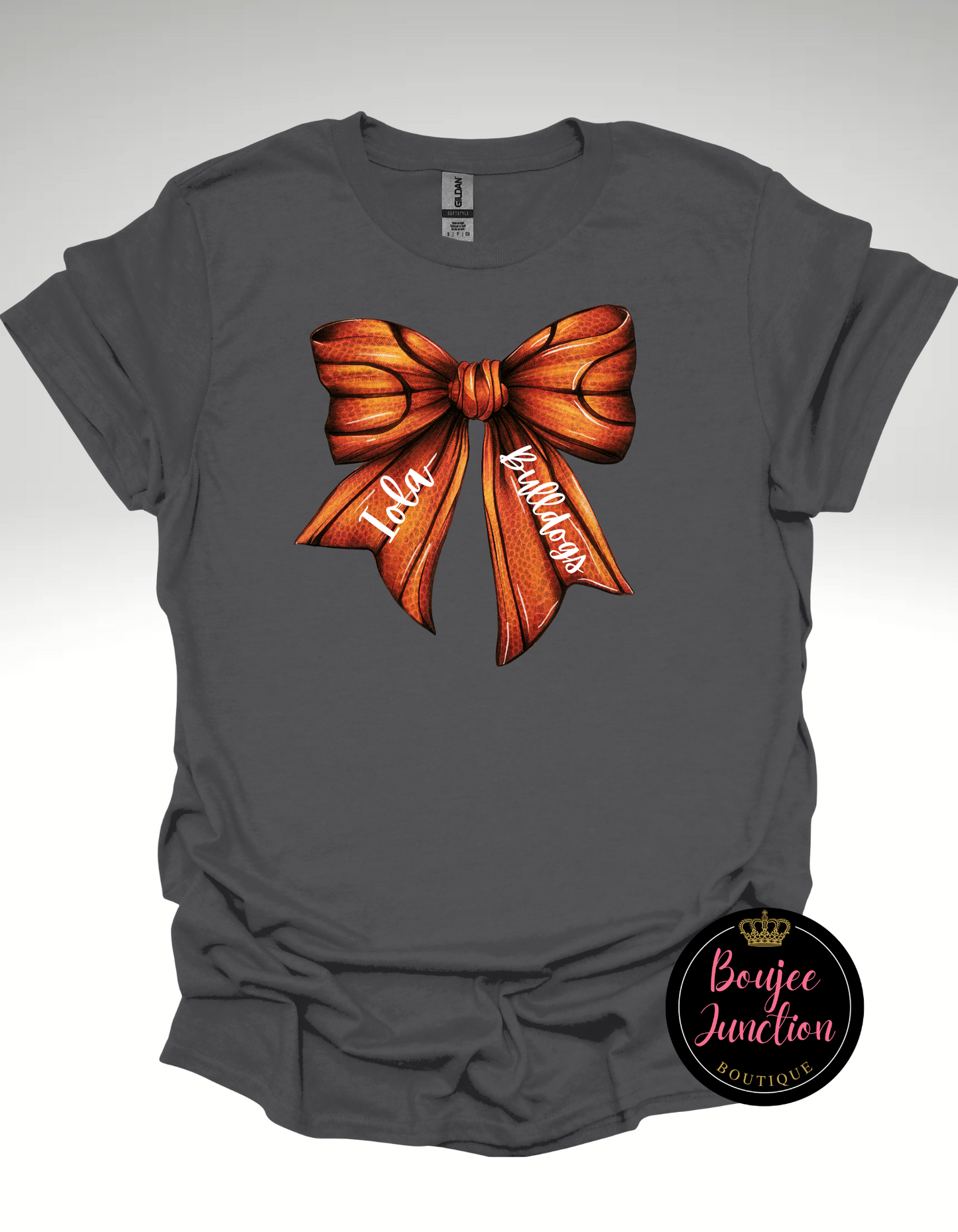 Iola Bulldog Basketball Big Bow Tee