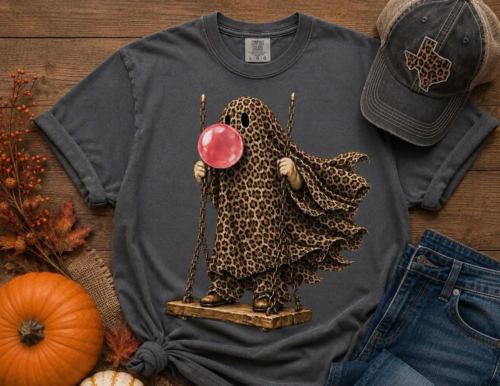 Bubblegum Leopard Ghost Tee
