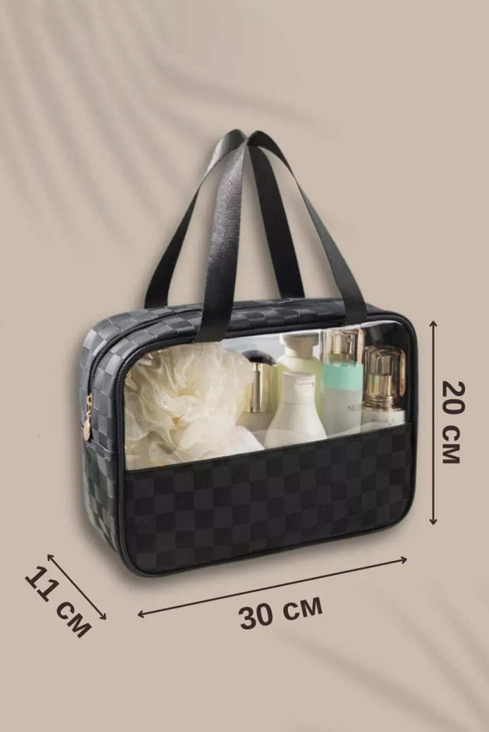 Checkered Pattern Travel Clear Bag