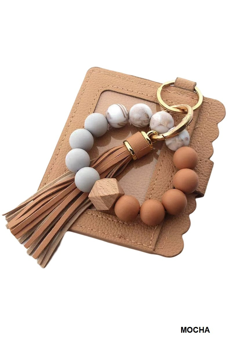 Beaded Bracelet Keychain Card Holder Wallet
