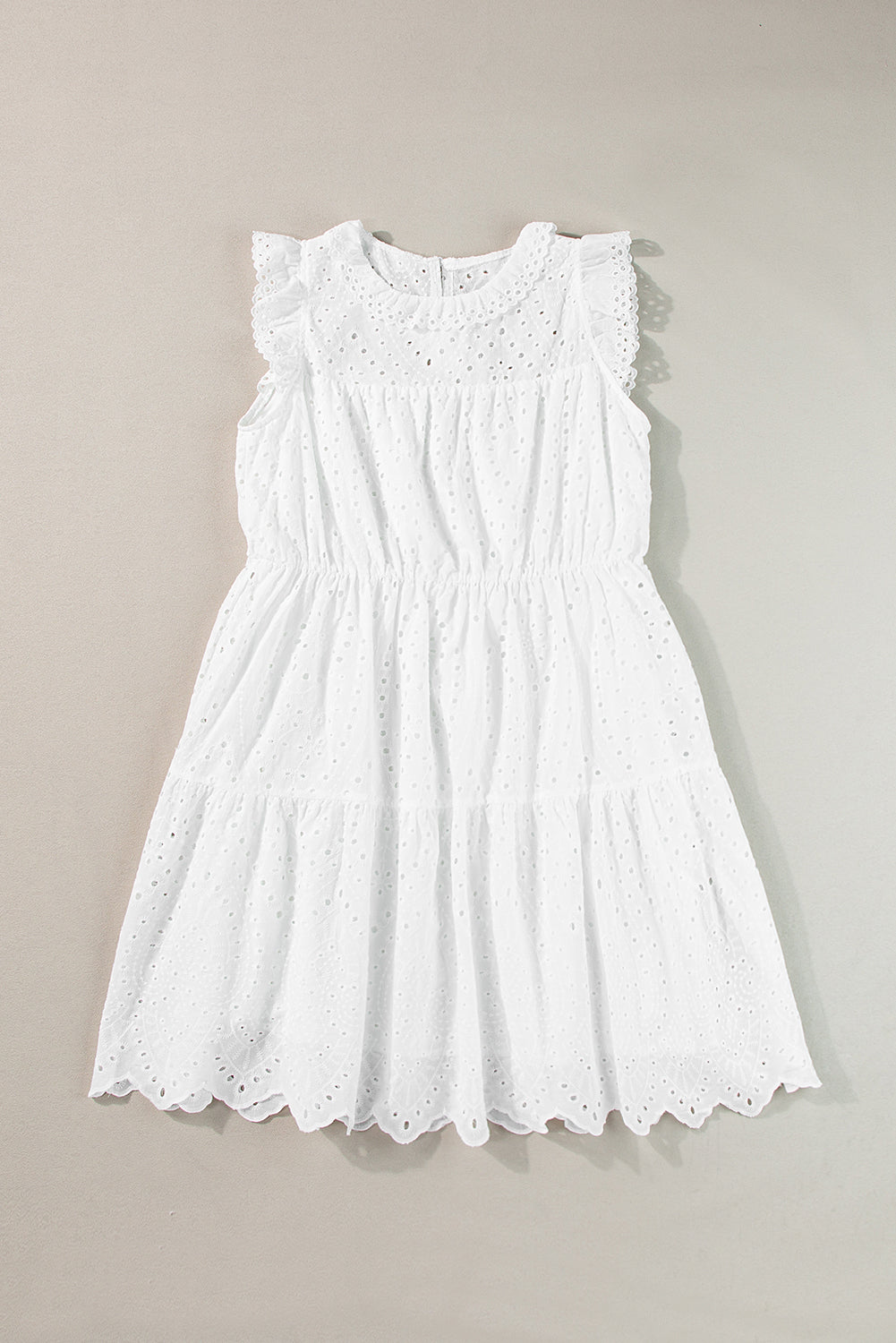 White Hollowed Short Dress