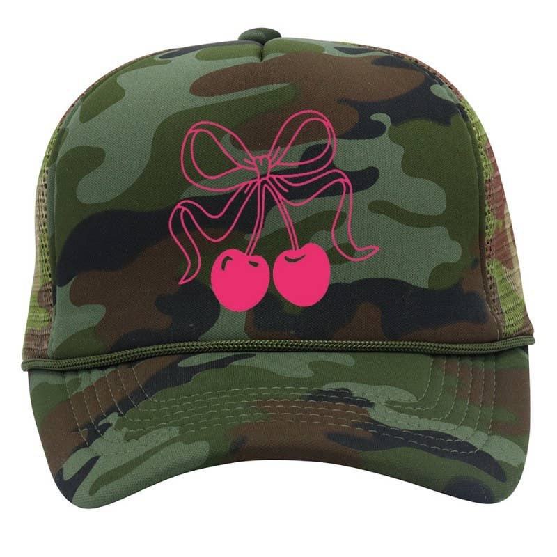 Bow Cherry Camo Trucker Hat