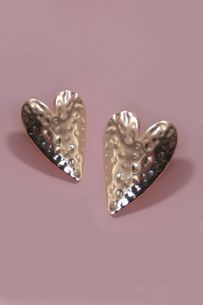 Hammered Heart Stud Earrings