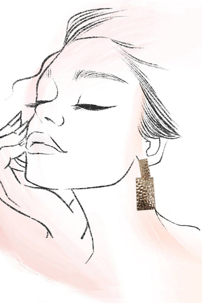 Hammered Rectangle Drop Earrings