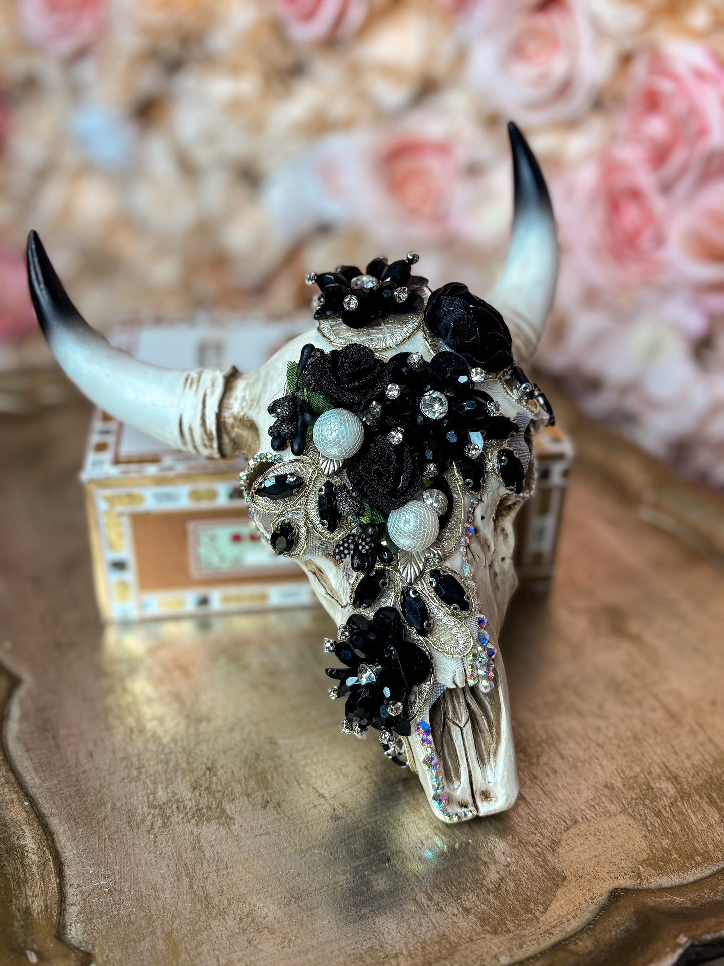 Onyx Blossom Wall Skull