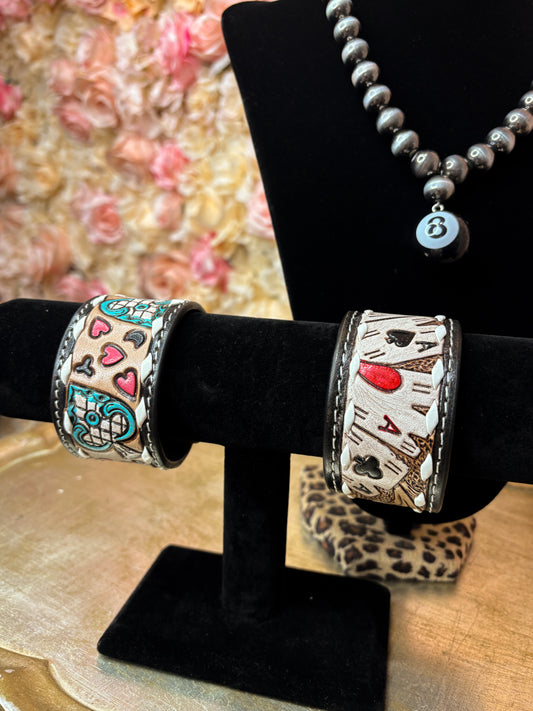 Leather Tooled Cuff Bracelets