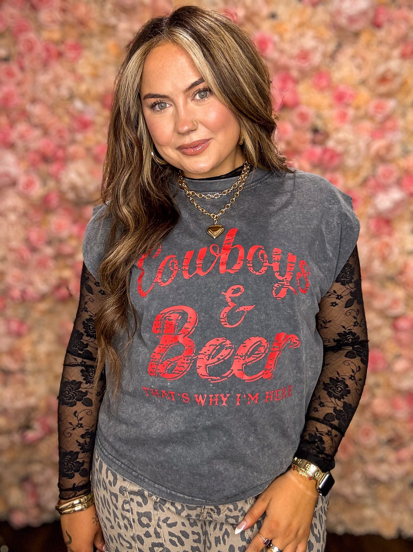 Cowboy & Beer Mineral Wash Muscle Tank
