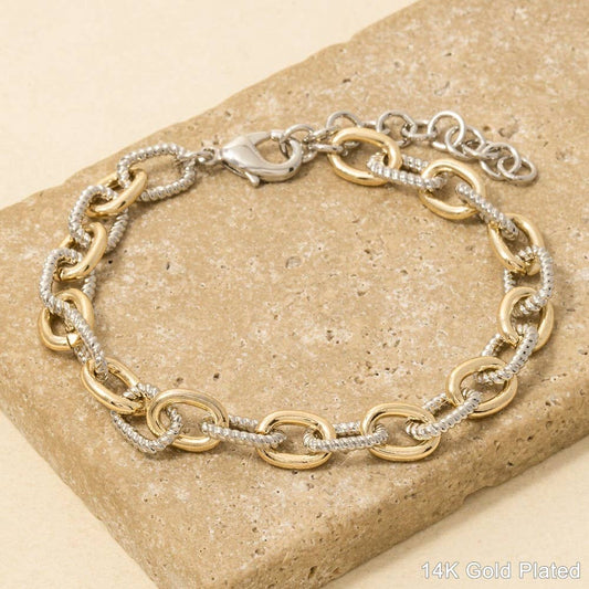 Mixed Metal Chain Link Bracelet