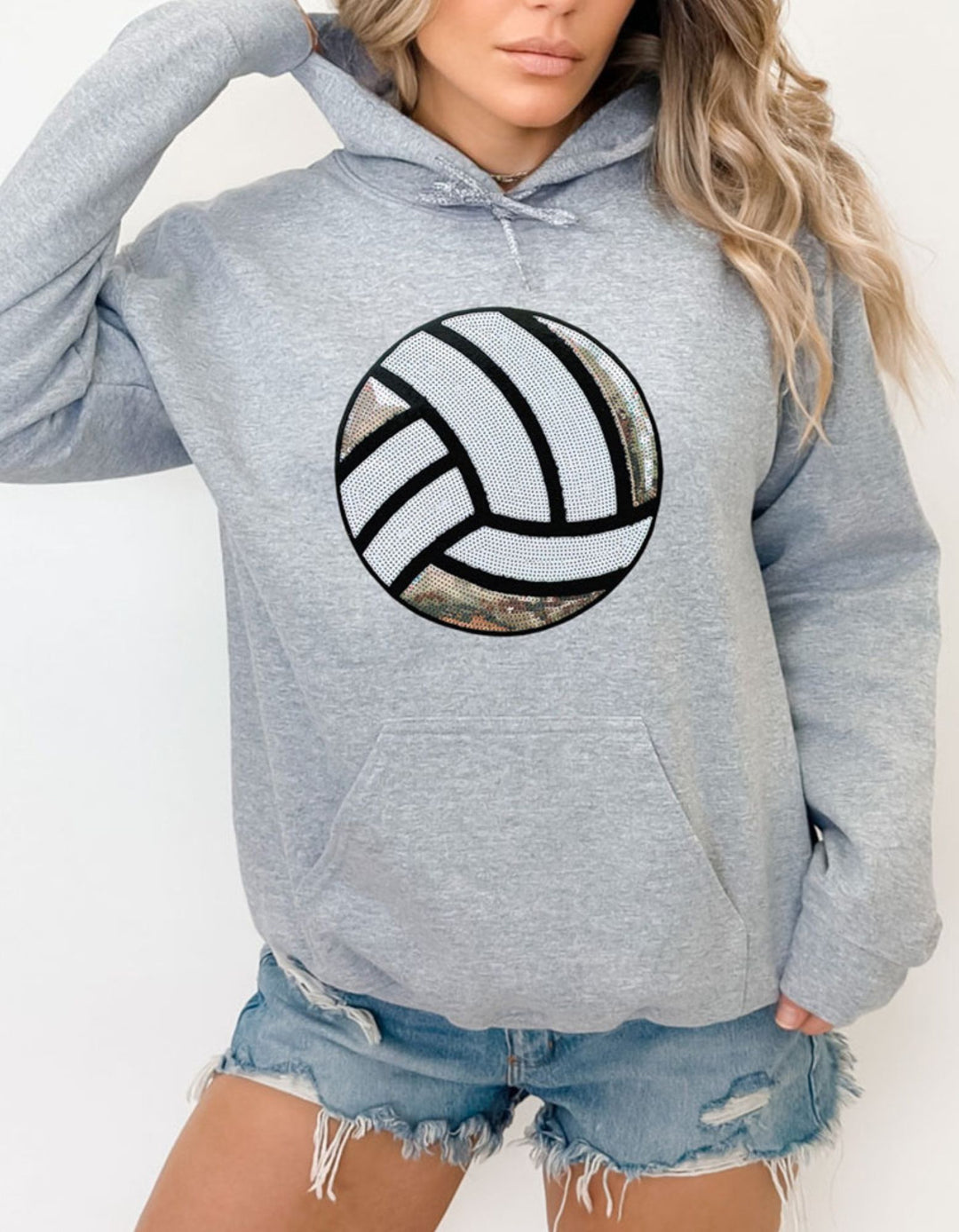 Volleyball Sequin Chenille Patch Tee