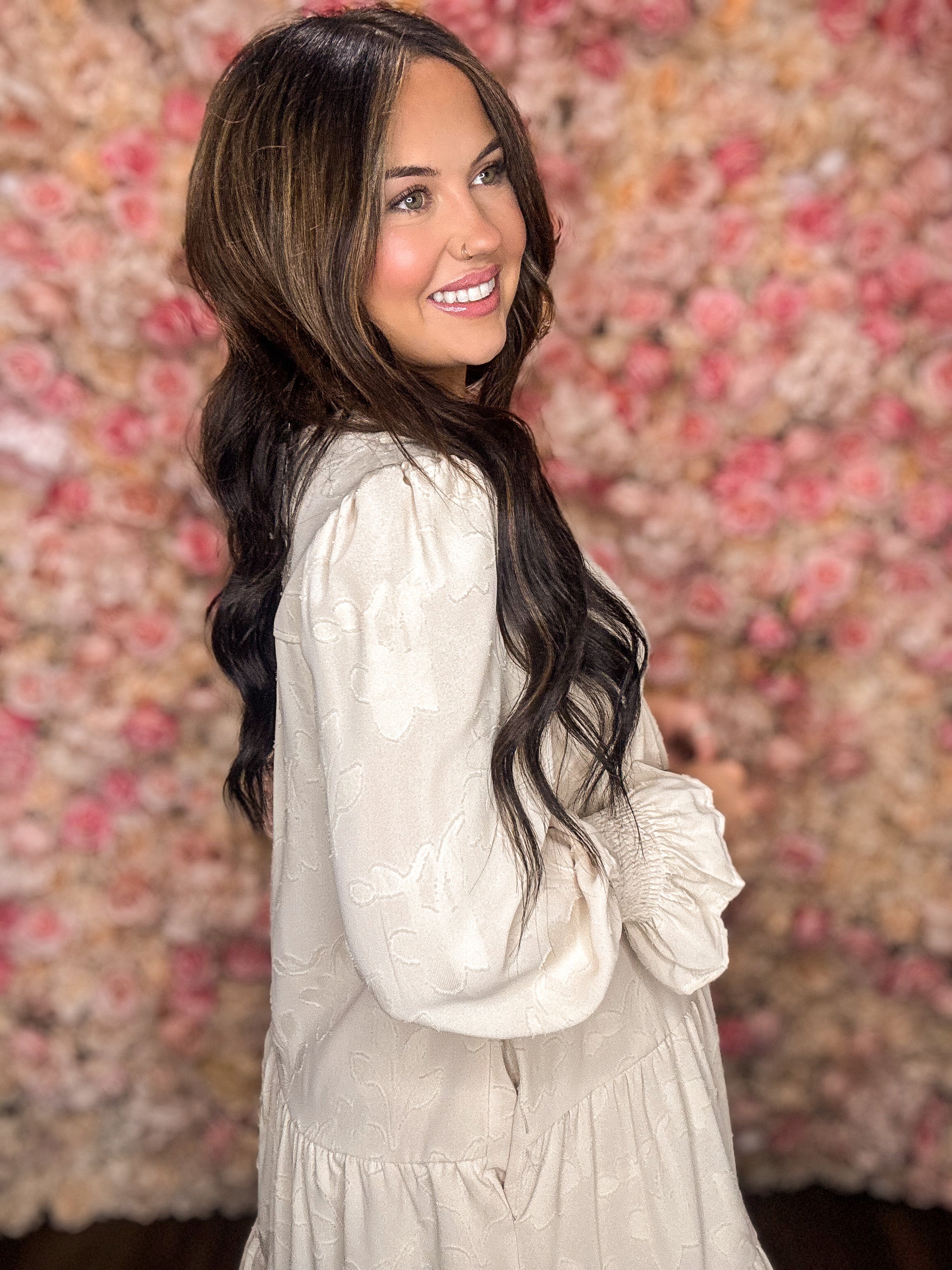 Ivory Bloom Tiered Floral Dress