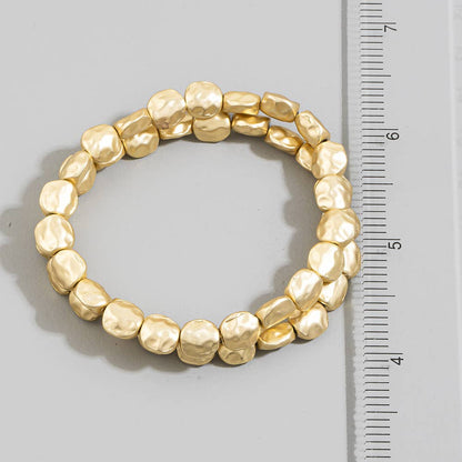 Hammered Nugget Bead Bracelet Set