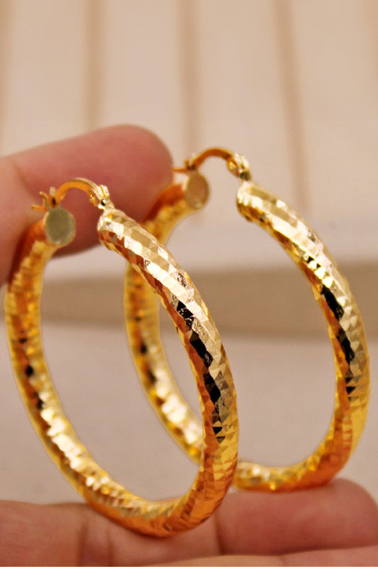 Gold Diamond Cut Large Hoop Earrings