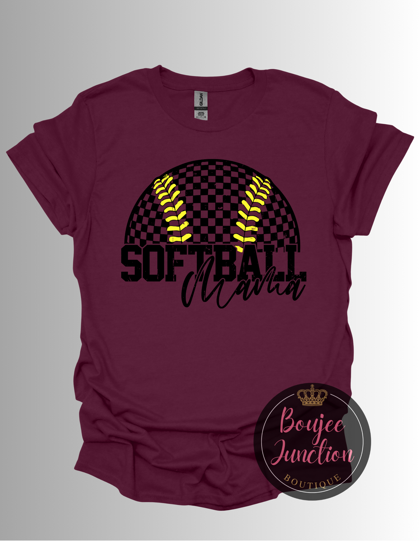 Retro Checkered Softball Mama Tee