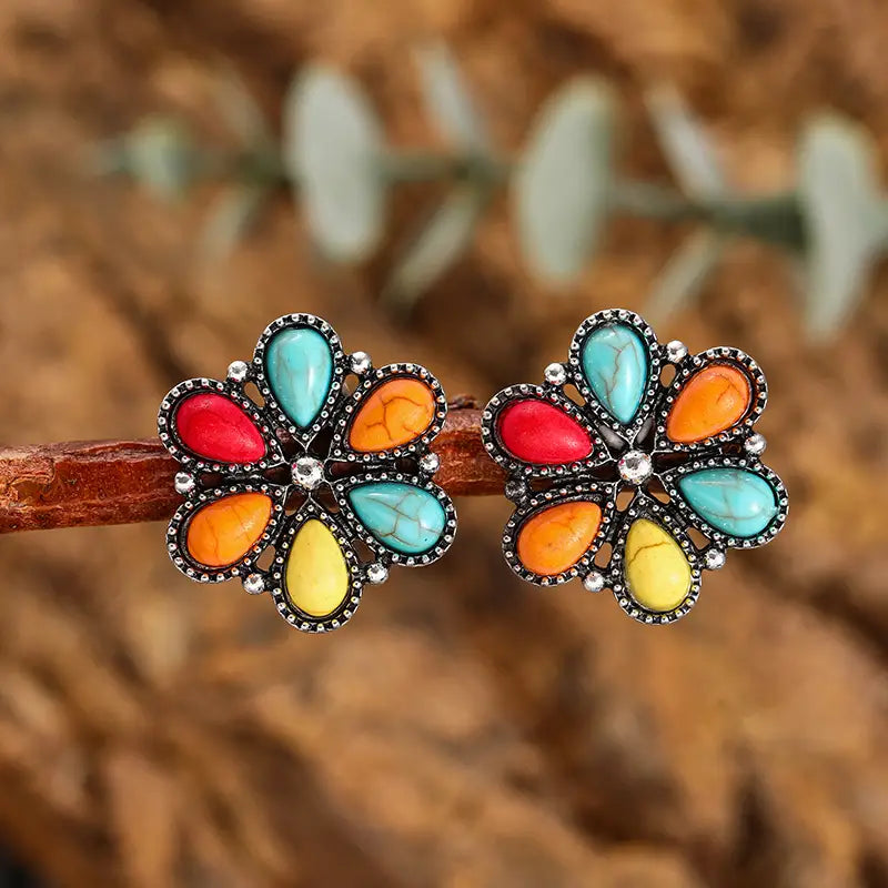 Boho Flower Stud Earrings