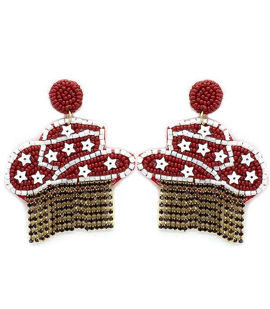 Game Day Cowgirl Hat Earrings