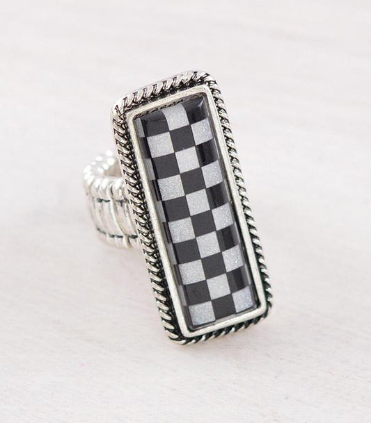 Black Checkered Ring