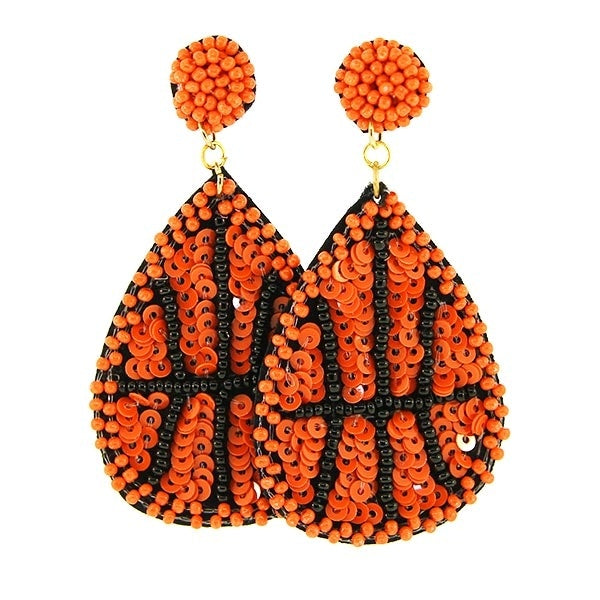 Tear Drop Sequin Basketball Earrings