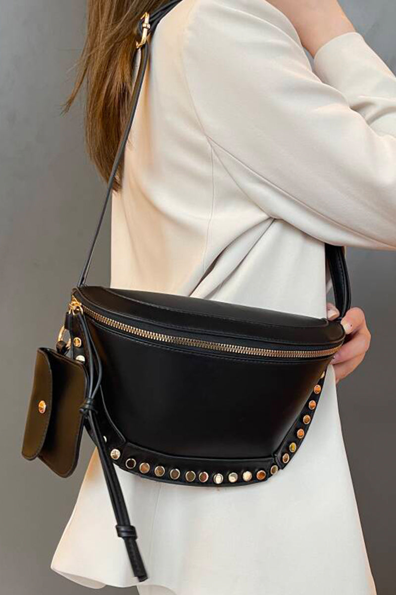 Gold Studded Bum Bag & Wallet