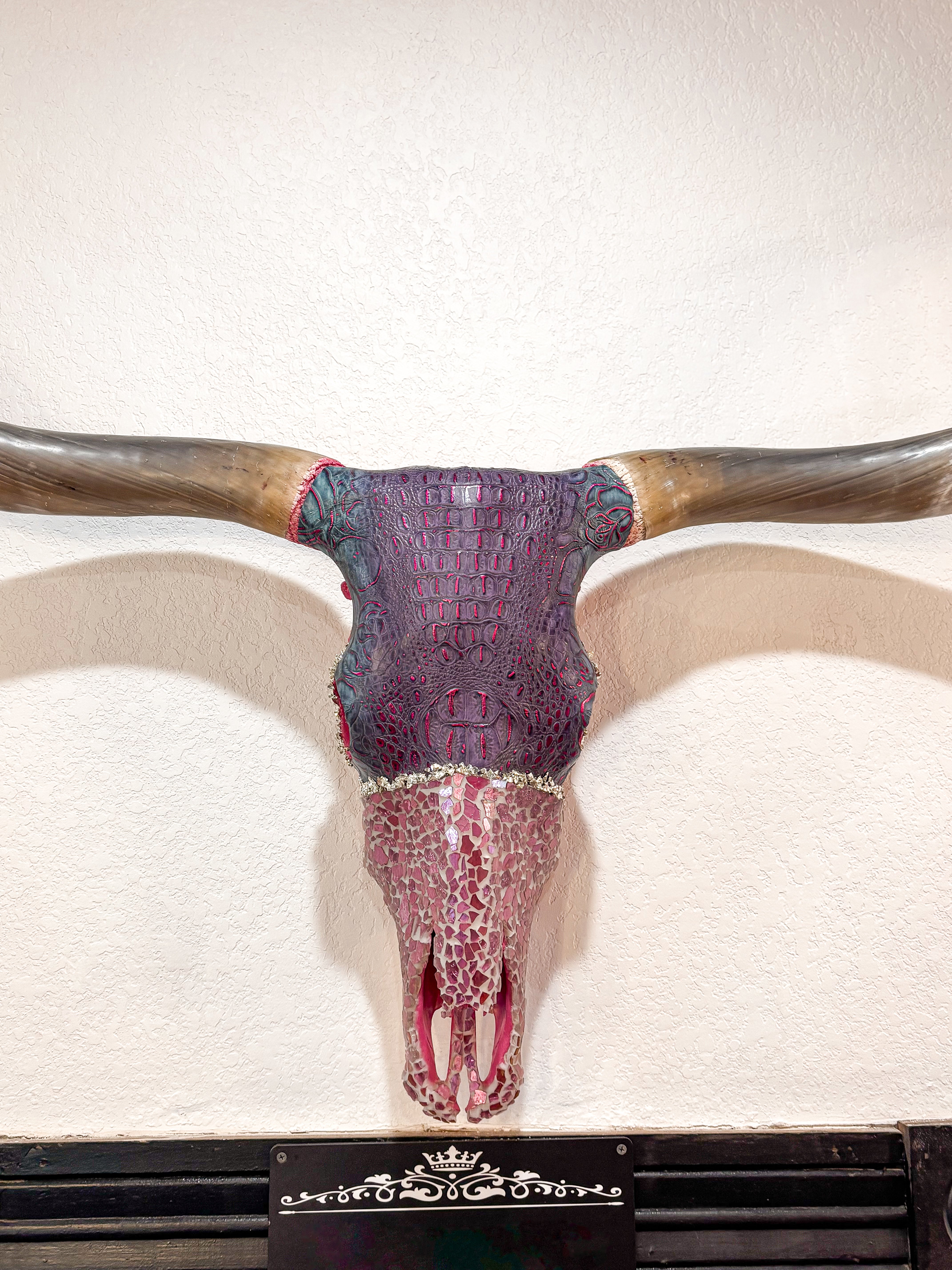 Pink Gator Lady – 62” Longhorn Statement Skull