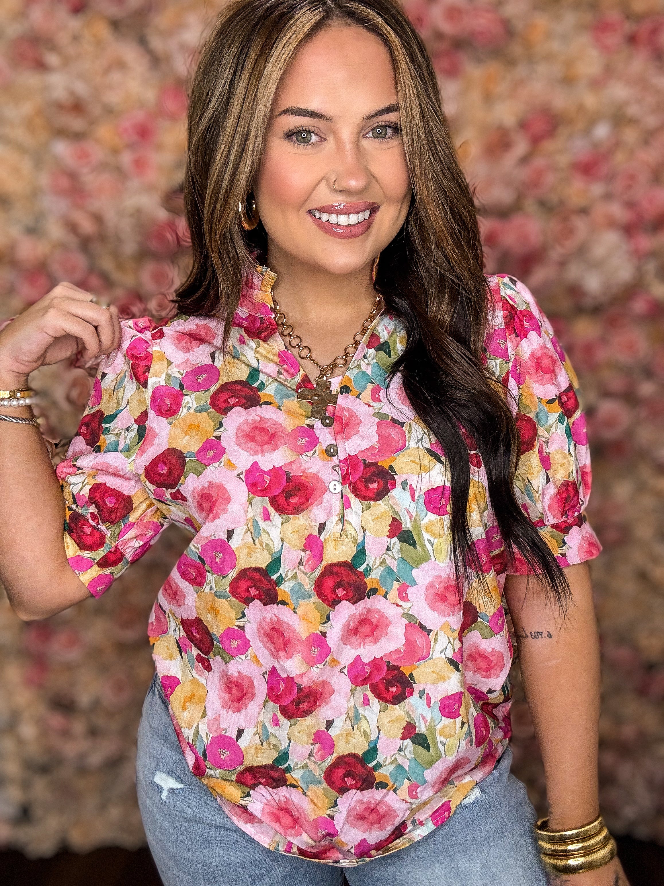 Spring Garden Puff Sleeve Blouse