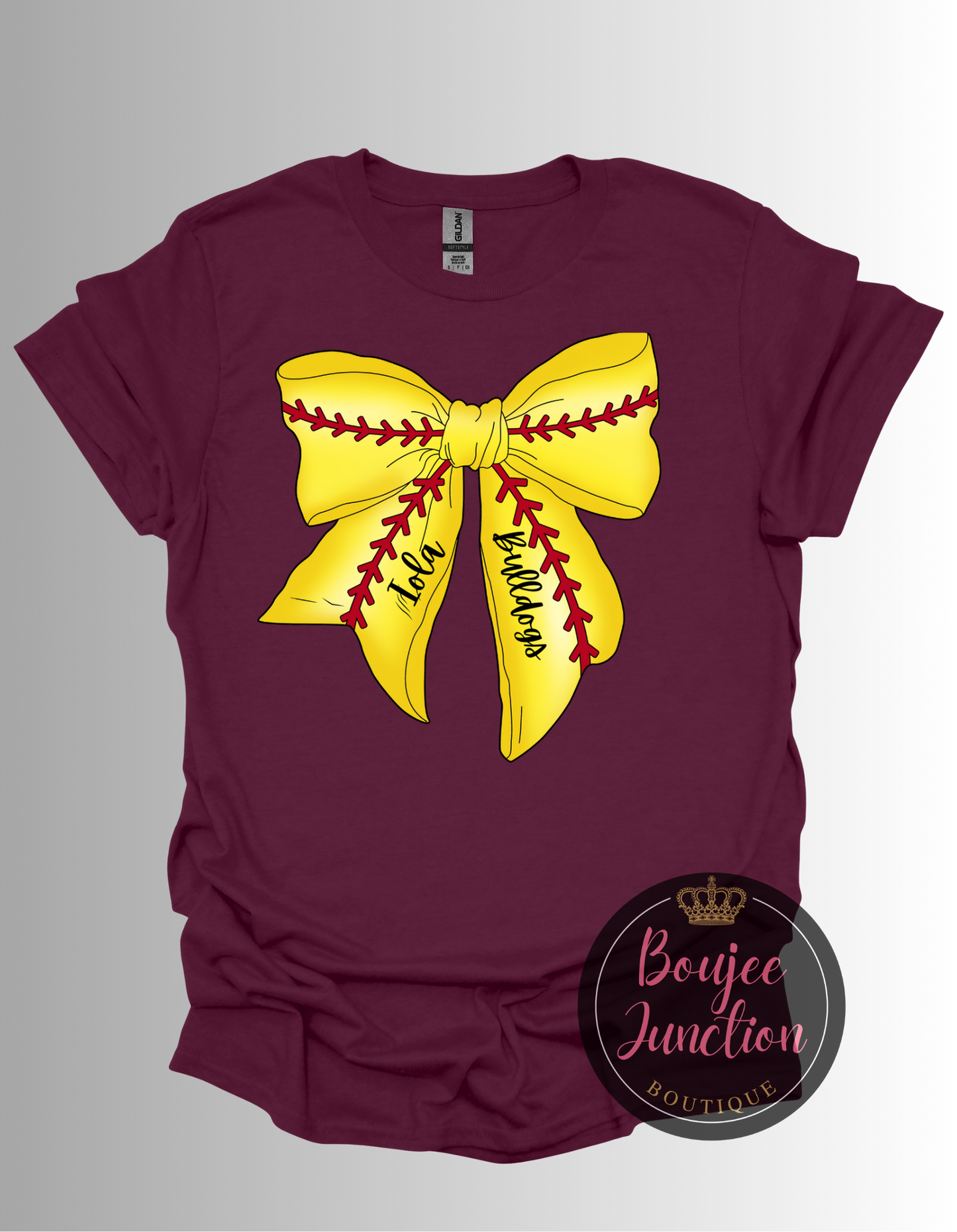 Iola Bulldog Softball Bow Tee