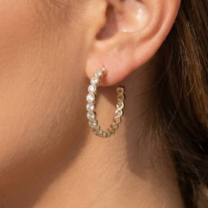 Bezel Set Hoop Earrings