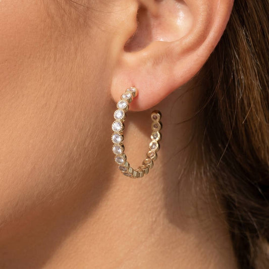 Bezel Set Hoop Earrings