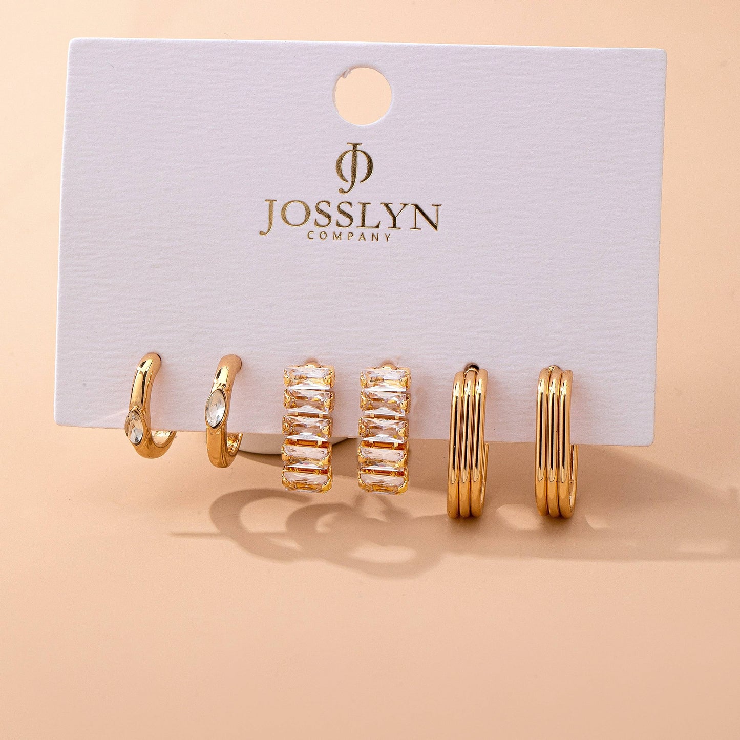 Crystal & Gold Hoop Earring Set