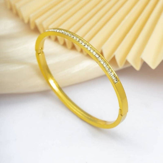 18K Stainless Steel Rhinestone Bangle