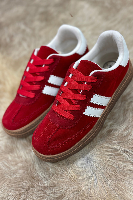 Fiery Red Vintage Striped Sneakers