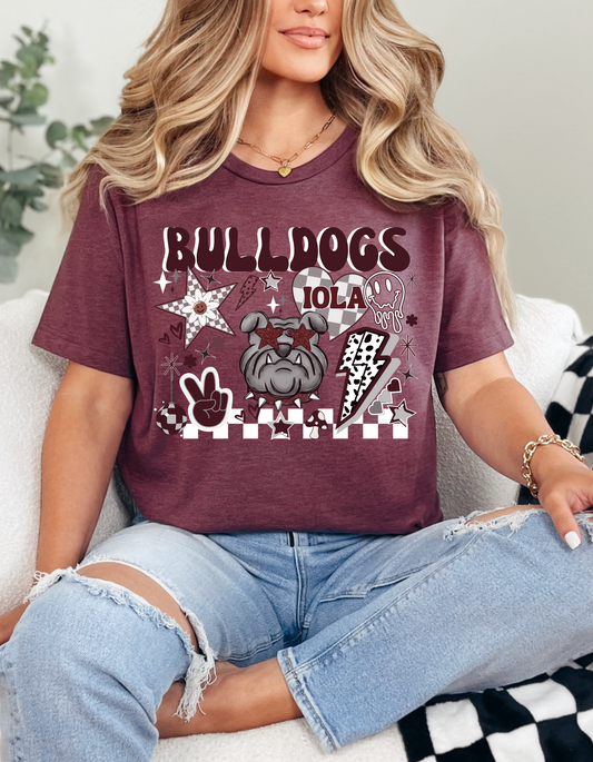 Bulldogs White Checkered Tee