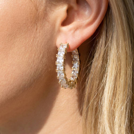 Pave Square Hoop Earrings