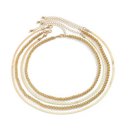 Multi-Layer Ball Herringbone Chain Necklace