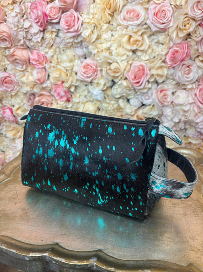 Turquoise Hide Makeup Bag