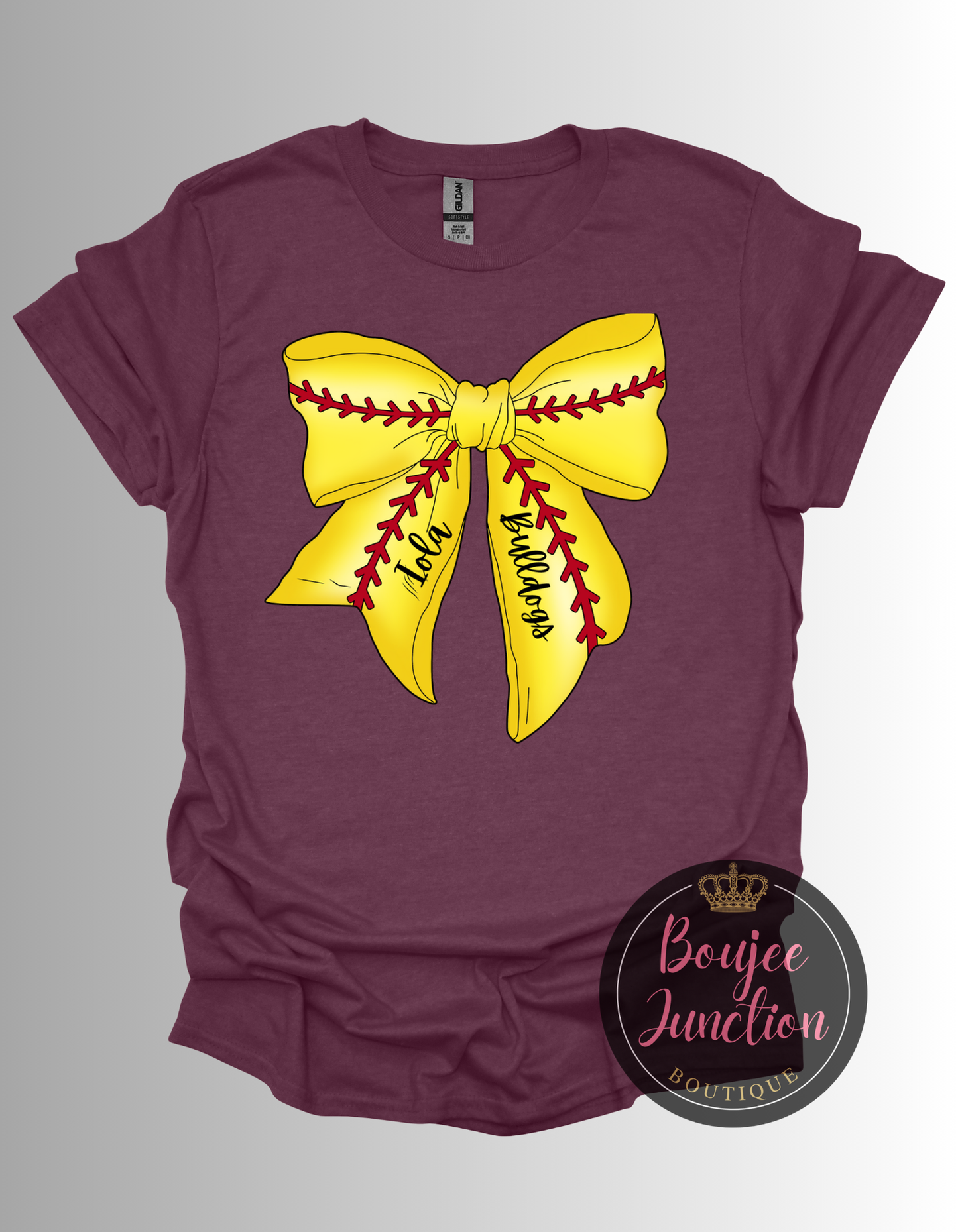 Iola Bulldog Softball Bow Tee