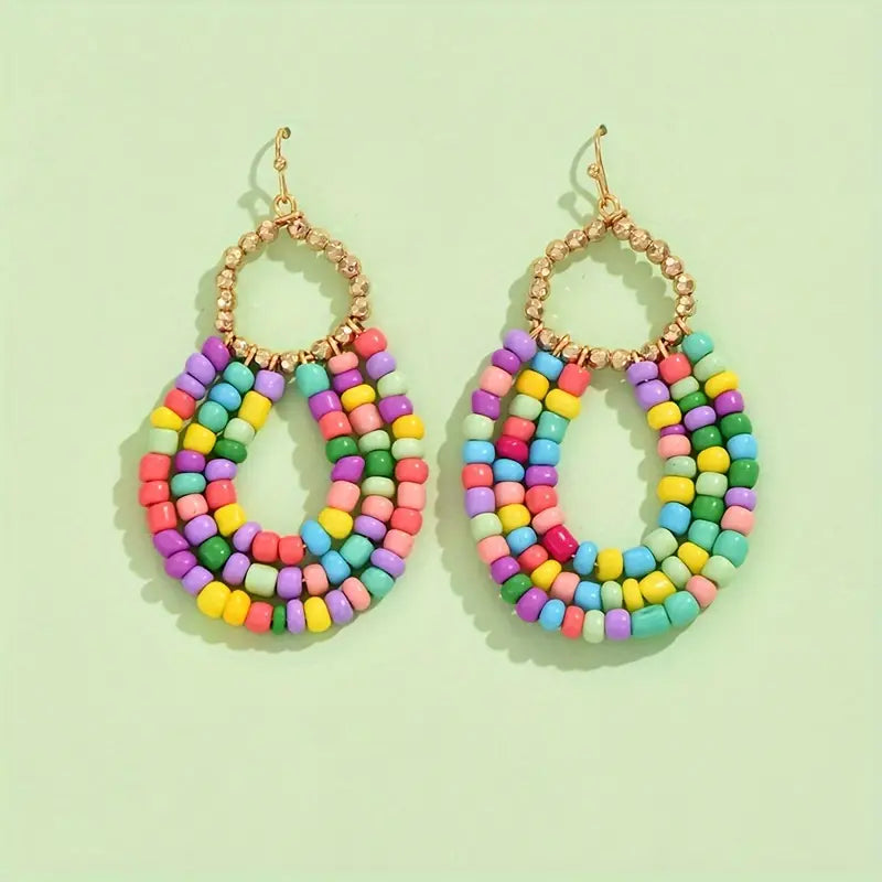 Boho Multi Color Beaded Earrings