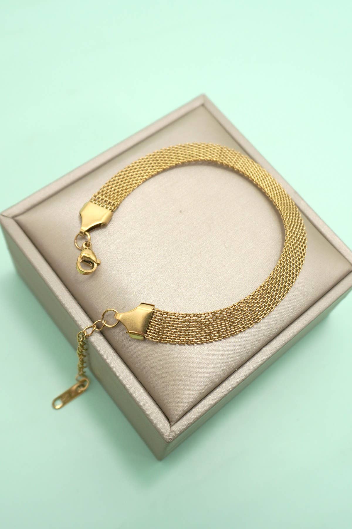 Stainless Steel Chunky Chain Net Bracelet