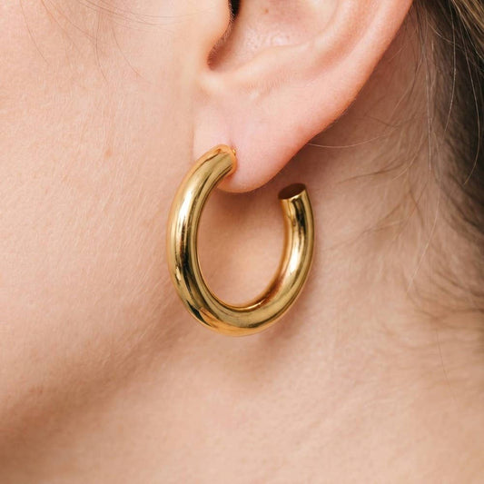 Large Chunky Tube Hoop Earrings