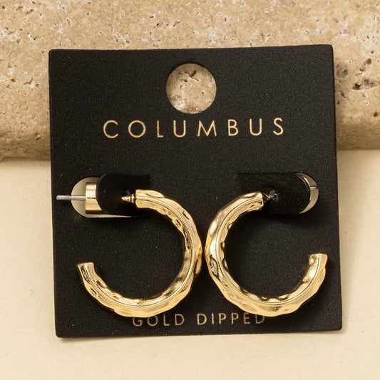 Gold Warped Hoop Earrings